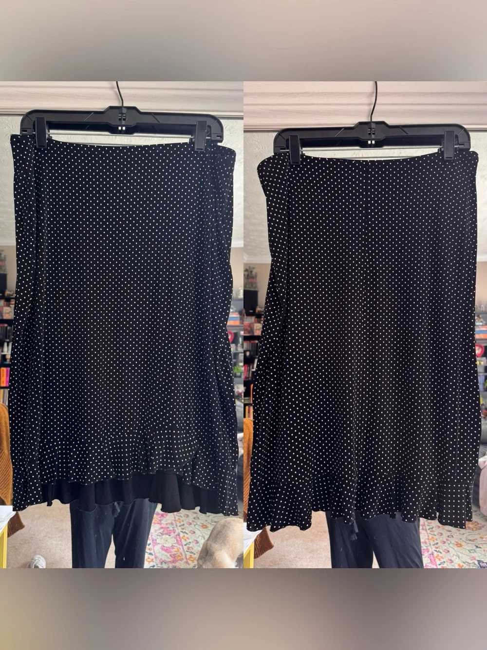 Dressbarn Black Polka Dot A-Line Skirt